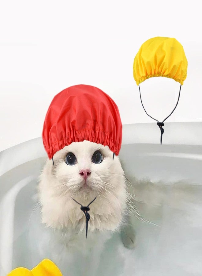 vomvomp Cat Shower Caps Bath Cap Waterproof Shower Hat for Washing Bathing Raining Cats Ear Prevention Cover Guard - Image 1
